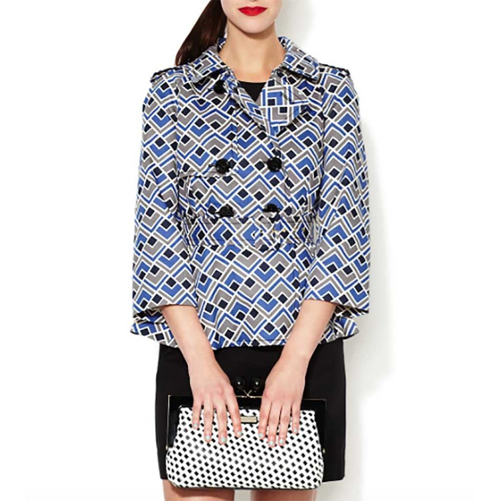Kate Spade New York Lettie printed cotton short trench coat